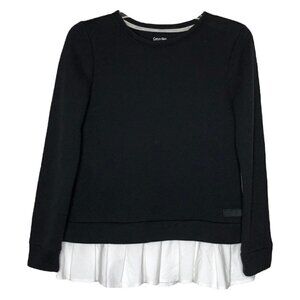 CALVIN Klein Performance Quick Dry Black Sweatshirt w/ White Ruffle - Size Small